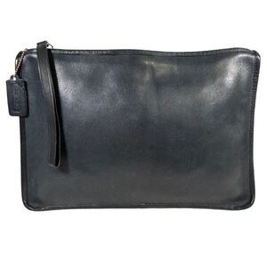 Coach Vintage Navy Leather Document Brief Briefcase Portfolio Laptop Bag Clutch